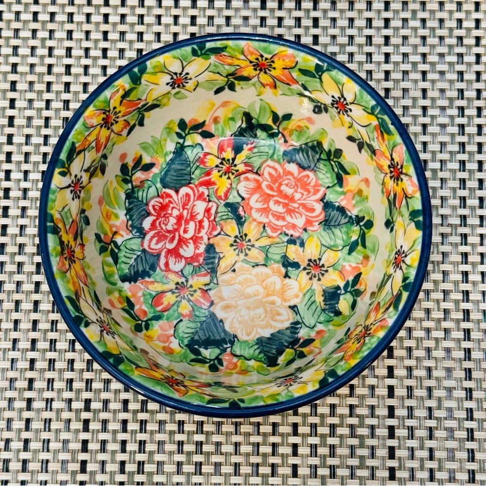 Polish Pottery  Bowl 6” Summer In The 60's UNIKAT UNIKAT